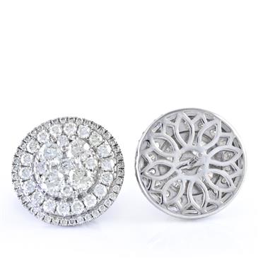 Forever Diamonds 3.04CT TDW. Diamond Double Halo Stud Earrings in 18kt White Gold