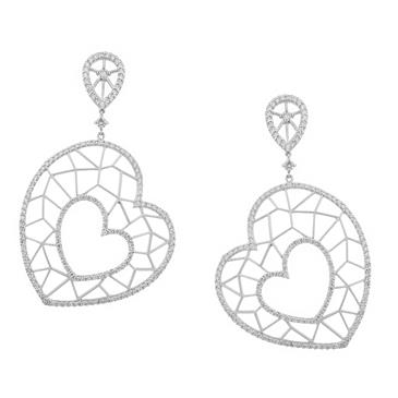 Forever Diamonds 3.25ct Diamond Heart Earrings in 14kt White Gold