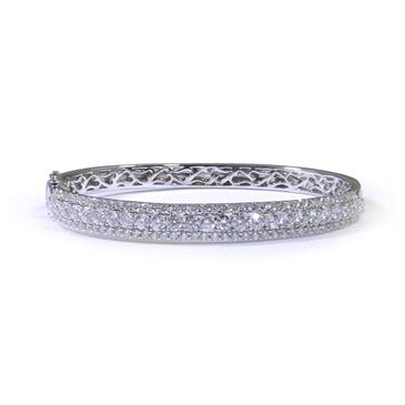 Forever Diamonds Three Row Diamond Bangle in 18kt White Gold