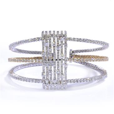 Forever Diamonds 5.75ct TDW. Diamond Three Strand Bangle in 14kt Two-Toned Gold
