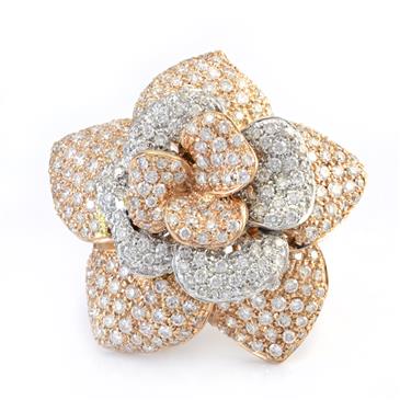 Forever Diamonds Fancy Diamond Flower Ring in 14kt Two-Toned Gold