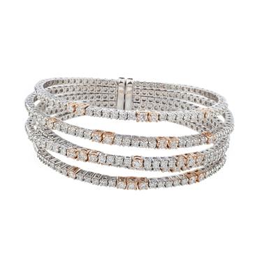 Forever Diamonds 7.00ct Fancy Diamond Cable Bangle in 14kt Two-Toned Gold