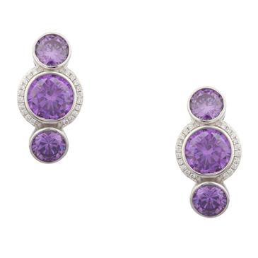 Forever Diamonds Amethyst and White Sapphire Earrings in Sterling Silver