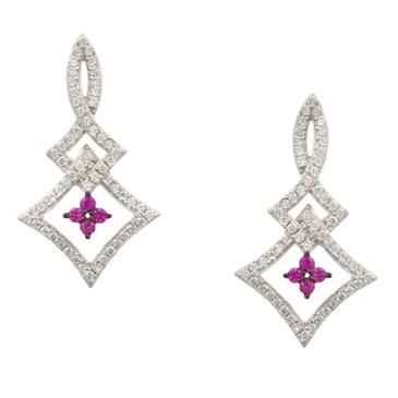 Forever Diamonds Ruby and White Sapphire Earrings in Sterling Silver