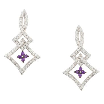 Forever Diamonds Amethyst and White Sapphire Earrings in Sterling Silver