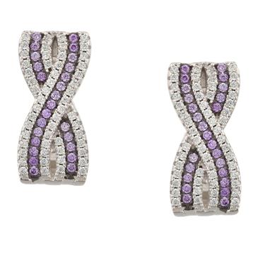 Forever Diamonds Amethyst Cross- Over Earrings in Sterling Silver