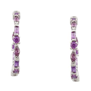 Forever Diamonds Amethyst Hoop Earrings in Sterling Silver