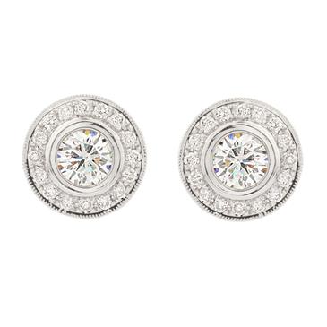 Forever Diamonds Antique Design Diamond Stud Earrings in 14kt White Gold