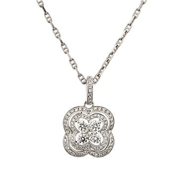 Forever Diamonds Antique Diamond Cluster Pendant in 18kt White Gold