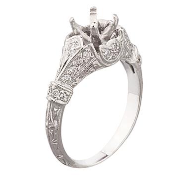 Forever Diamonds Antique Diamond Engagement Ring Setting in 18kt White Gold