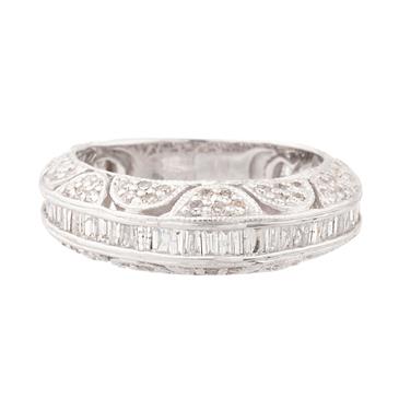 Forever Diamonds Antique Diamond Wedding Band in 14kt White Gold