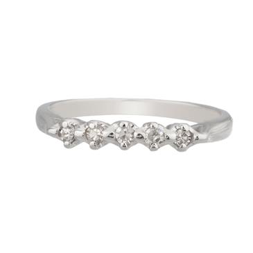 Forever Diamonds Antique Five Stone Diamond Wedding Band in 14kt White Gold