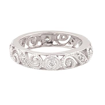 Forever Diamonds Antique Style Diamond Eternity Band in 14kt White Gold