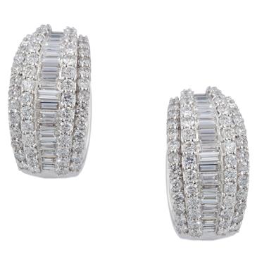 Forever Diamonds Baguette and Round Diamond Earrings in 18kt White Gold
