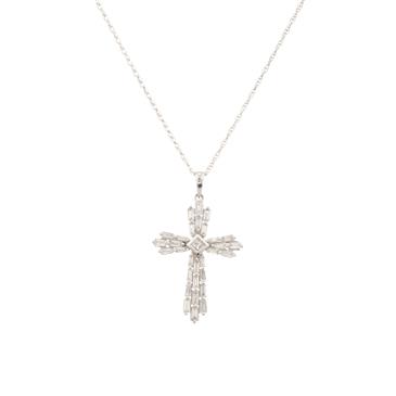 Forever Diamonds Baguette Diamond Cross in 14kt White Gold