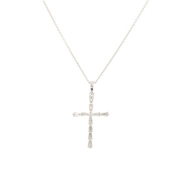 Forever Diamonds Baguette Diamond Cross in 14kt White Gold