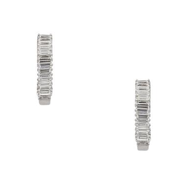 Forever Diamonds Baguette Diamond Huggie Earrings in 18kt White Gold