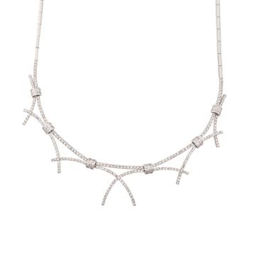 Forever Diamonds Barbed Wire Diamond Necklace in 14kt White Gold
