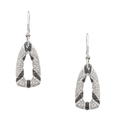 Forever Diamonds Black and White Diamond Dangling Earrings in 18kt White Gold