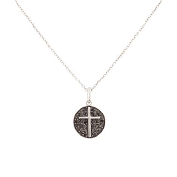 Forever Diamonds Black Diamond Cross in 14kt White Gold