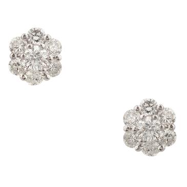 Forever Diamonds Blossom Diamond Cluster Stud Earrings in 14kt White Gold