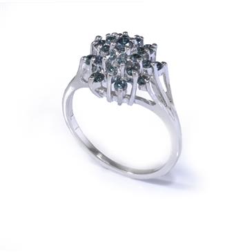 Forever Diamonds Blue Diamond Cluster Ring in 14kt White Gold