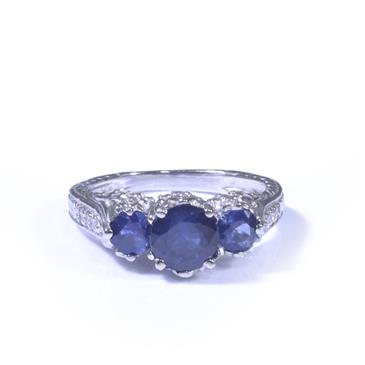Forever Diamonds Sapphire and Diamond Ring in 14kt White Gold