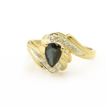 Forever Diamonds Blue Sapphire Accent Diamond Ring in 14kt Gold