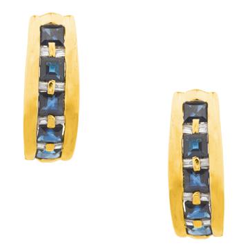 Forever Diamonds Blue Sapphire Diamond Earrings in 14kt Gold