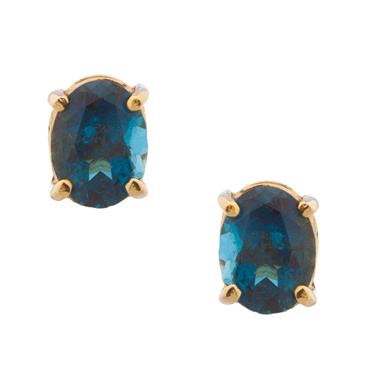 Forever Diamonds Blue Topaz Stud Earrings in 14kt Yellow Gold