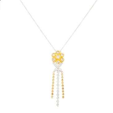 Forever Diamonds Canary Yellow Antique Diamond Pendant in 18kt Two-Tone Gold