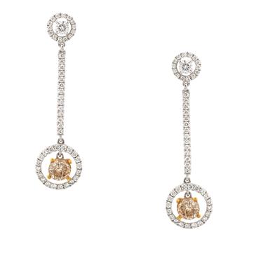 Forever Diamonds Champagne Diamond Earrings in 18kt White Gold