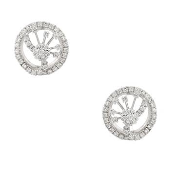 Forever Diamonds Circle of Life Diamond Cluster Earrings in 14kt White Gold