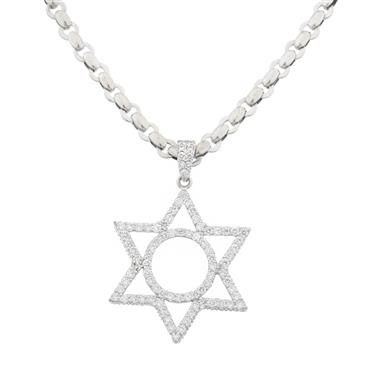 Forever Diamonds Circle of Life in Star of David Diamond Pendant in 14kt White Gold