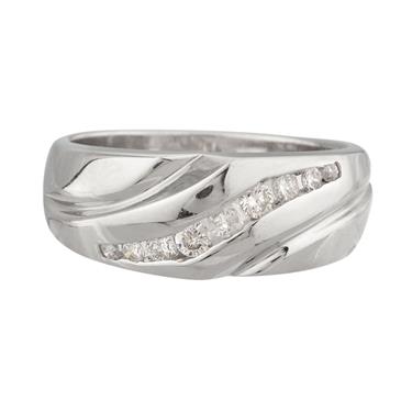 A.V Contour Diamond Wedding Band in 14kt White Gold