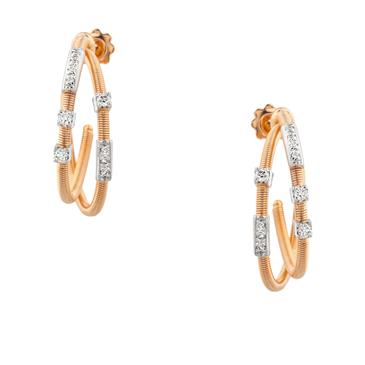 Forever Diamonds Corded Diamond "J" Earrings in 14kt Rose Gold