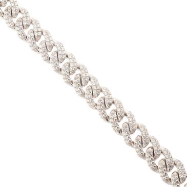 Forever Diamonds Cuban Link CZ Bracelet in Silver