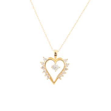 Forever Diamonds Cubic Zirconia Heart Pendant in 14kt Gold