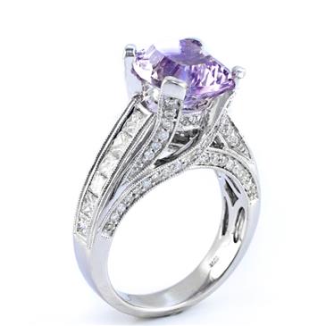 Forever Diamonds Kunzite Diamond Ring in 18kt White Gold