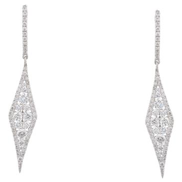 Forever Diamonds Dangling Cluster Diamond Earrings in 18kt White Gold