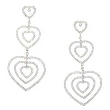 Forever Diamonds Dangling Diamond Hearts in 18kt White Gold