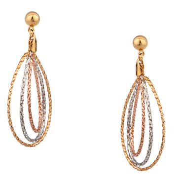 Forever Diamonds Dangling Earrings in 14kt Tri- Color Gold