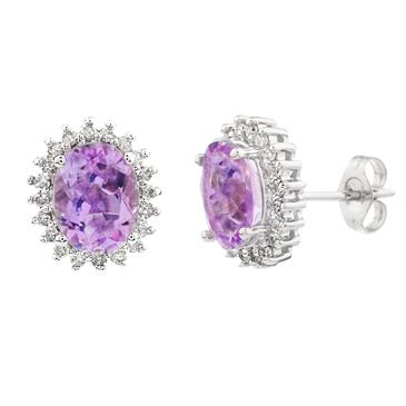 Forever Diamonds Diamond Amethyst Stud Earrings in 14kt White Gold