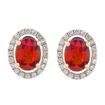 Forever Diamonds Diamond and Garnet Stud Earrings in 14kt White Gold