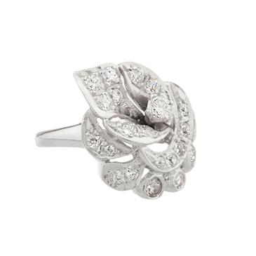 Forever Diamonds Diamond Antique Leaf Ring in 14kt White Gold