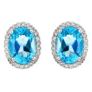 Forever Diamonds Diamond Blue Topaz Stud Earrings in 14kt White Gold