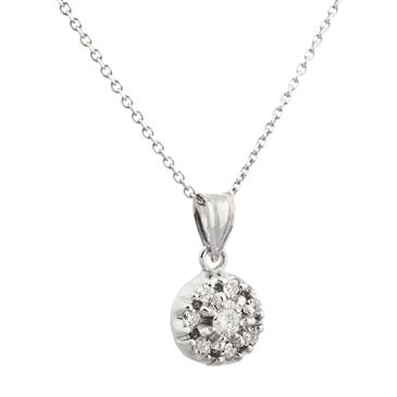 Forever Diamonds Antique Style Diamond Cluster Pendant in 14kt White Gold