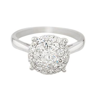 Forever Diamonds Diamond Cluster Engagement Ring in 14kt White Gold