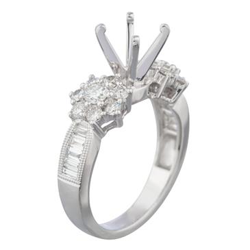 Forever Diamonds Diamond Cluster Engagement Ring Setting in 18kt White Gold