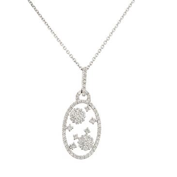 Forever Diamonds Diamond Cluster Oval Pendant in 18kt White Gold